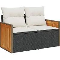 vidaXL Tuinset, 11 delen, 8 zitplaatsen, zwart en crème