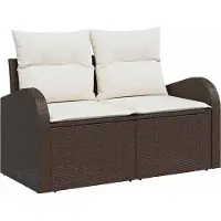 vidaXL Tuinbank Set 7 st Bruin poly rattan