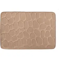 MSV Galet Mousse Badmat – Antislip Badkamermat van Polyester – Zachte Douchemat met Kiezelsteendesign – Cappuccino