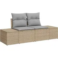 vidaXL Tuinbank Set 9 st Beige en Lichtgrijs poly rattan