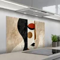 KitchenYeah Spatscherm 100x65 cm - Zelfklevende achterwand Gezicht - Abstract - Kunst - Vormen - Keuken muurbeschermer - Spatwand fornuis
