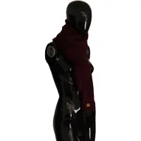 Dolce&Gabbana Dark Red Cashmere Logo Wrap Shawl Gebreide damesjas