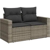vidaXL Tuinbank Set 10 st 7-Aantal zitplaatsen Grijs poly rattan