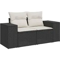vidaXL Tuinbank Set 8 st 8-Aantal zitplaatsen Zwart en Crème Poly Riet