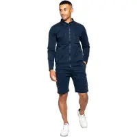 Enzo | Heren Cargo Trainingspak Met Korte Broek Set - Navy