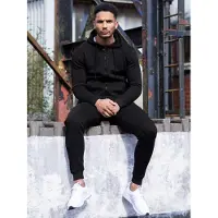 Enzo | Heren Zip Up Hoodie Tracksuit Set - Zwart