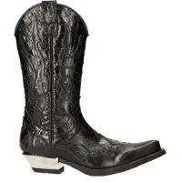 New rock Flame geaccentueerde zwart lederen biker cowboylaarzen - M-7921-S1