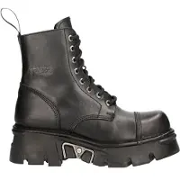 New rock zwart lederen militaire bikerlaarzen - M-NEWMILI083-S19