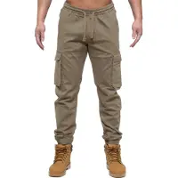 Enzo | Heren Cargo Jogger Jeans - Beige