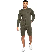 Enzo | Heren Cargo Trainingspak Met Korte Broek Set - Khaki
