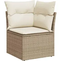 vidaXL 6-delige Loungeset met kussens poly rattan beige