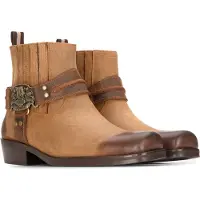 Infinity Leather Heren lederen cowboy-enkellaarzen bruin bruin biker westerse jachtlaars met vierkante neus