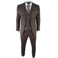 TruClothing Heren Bruin 3-delige Tweed Haringbeen Pak Peaky Blinders Klassiek Maatwerk
