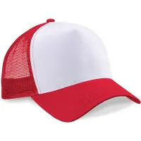 Beechfield 2x Truckers baseball caps rood/wit voor volwassenen - voordelige petjes/caps