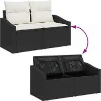 vidaXL Tuin Eettafel Set 6 st Zwart en Crème