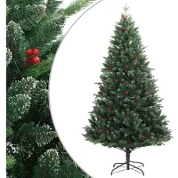 vidaXL Kunstkerstboom met scharnieren en rode bessen 240 cm