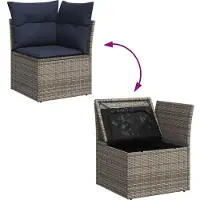 vidaXL 7-delige Loungeset met kussens poly rattan grijs