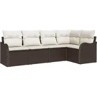 vidaXL Tuinbank Set 5 st Bruin poly rattan
