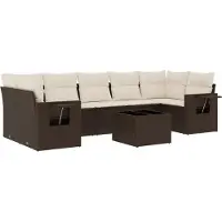 vidaXL 8-delige Loungeset met kussens poly rattan bruin
