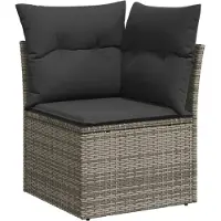 vidaXL 14-delige loungeset voor de tuin met kussens, grijs, polyrotan
