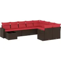 vidaXL 10-delige Loungeset met kussens poly rattan bruin