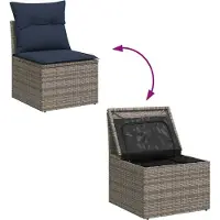 vidaXL 4-delige Loungeset met kussens poly rattan grijs