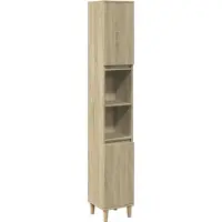 vidaXL Badkamerkast 30x30x190 cm bewerkt hout sonoma eikenkleurig
