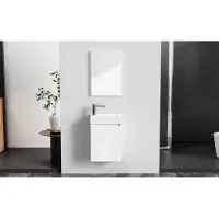 Boss & Wessing Toiletmeubelset bws zyro onderkast + fontein en spiegel 40x22 cm glanzend wit