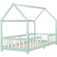 En.casa Kinderbed Sisimiut met uitvalbeveiliging 90x200 cm mint en wit