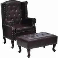 vidaXL Fauteuil met voetenbankje kunstleer donkerbruin