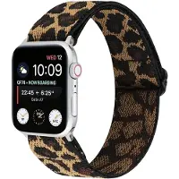 Strap-it Tribal bandje - geschikt voor Apple WatchSeries 1/2/3/4/5/6/7/8/9/10/11/SE/SE2/SE3/Ultra (2/3) - leopard / luipaard - elastisch bandje voor iWatch maat: 44mm / 45mm / 46mm / 49mm