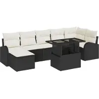 vidaXL Tuinbank Set 8 st Zwart Poly rattan