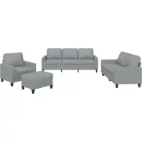 vidaXL 4-delige Loungeset met kussens stof lichtgrijs