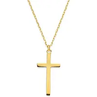 New Bling 9NBG-0805 – 14 Karaat Gouden Ketting Dames – Kruis Hanger – Verstelbare Ketting 43+2,5+2,5 cm