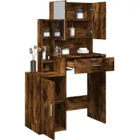 vidaXL Kaptafel met kastje 80x35x132 cm gerookt eikenkleurig