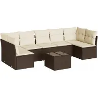 vidaXL 8-delige Loungeset met kussens poly rattan bruin