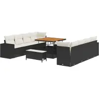 vidaXL Tuinbank Set Zwart en Crème poly rattan
