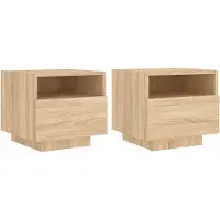 vidaXL Nachtkastjes met LED-verlichting 2 st 40x39x37 cm sonoma eiken