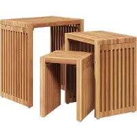 vidaXL Tuin Bijzettafel 3 st Bruin 33 x 44,5 x 51 cm Massief Teakhout