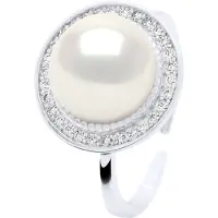 ATELIERS SAINT GERMAIN Verstelbare ring Omgeving in Cubic Zirconia - Echtheid Gekweekte Zoetwaterparel Knop 10-11 mm