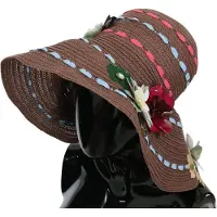 Dolce&Gabbana Bruin Brede Rand Bloemige Floppy Vrouwen Capello Hoed