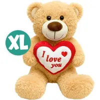 Out of the blue Teddybeer (Beige) met Hart Love Pluche Knuffel 22 cm - Valentijnsdag cadeau voor hem haar - Knuffelbeer Beertje Teddy Liefde Mannen Vrouwen - Valentijn Cadeautje teddybeer
