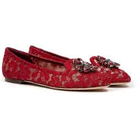Dolce&Gabbana Lace Ballerina's Rode Versierde Ballerina's