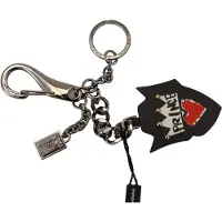 Dolce&Gabbana Black Prince Studs Logo Zilver Messing Heren Sleutelhanger