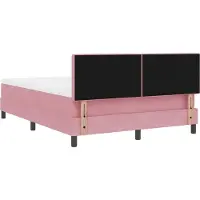 vidaXL LED boxspringbed met matras, roze, 140 x 190 cm, fluweel