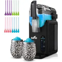 Bardi Slush Hero Combi – Slushmachine - Slush Puppy Maker 2,6L + 2 Thermoscups Leo + 12 Slush Lepelrietjes – Voor Slushies, Milkshakes, Frappé & Frozen Cocktails – Zelfreinigend – zwart