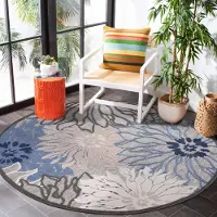 Muratap Binnen en buiten vloerkleed floral outdoor laagpolig tapijt 120 cm rond