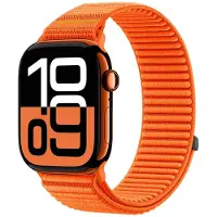 Strap-it Wave nylon bandje met klittenbandsluiting - geschikt voorApple Watch Series 1/2/3/4/5/6/7/8/9/10/11/SE/SE2/SE3 - iWatch bandje voor kleine maten 38mm 40mm 41mm 42mm (oranje)