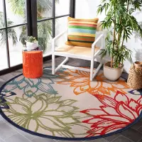 Muratap Binnen en buiten rond vloerkleed floral outdoor laagpolig tapijt 120 cm rond