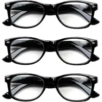 Melleson Eyewear Leesbril Wayfarer - Glans Zwart - +2.00 - 3 Stuks - Inclusief 3 Hoesjes